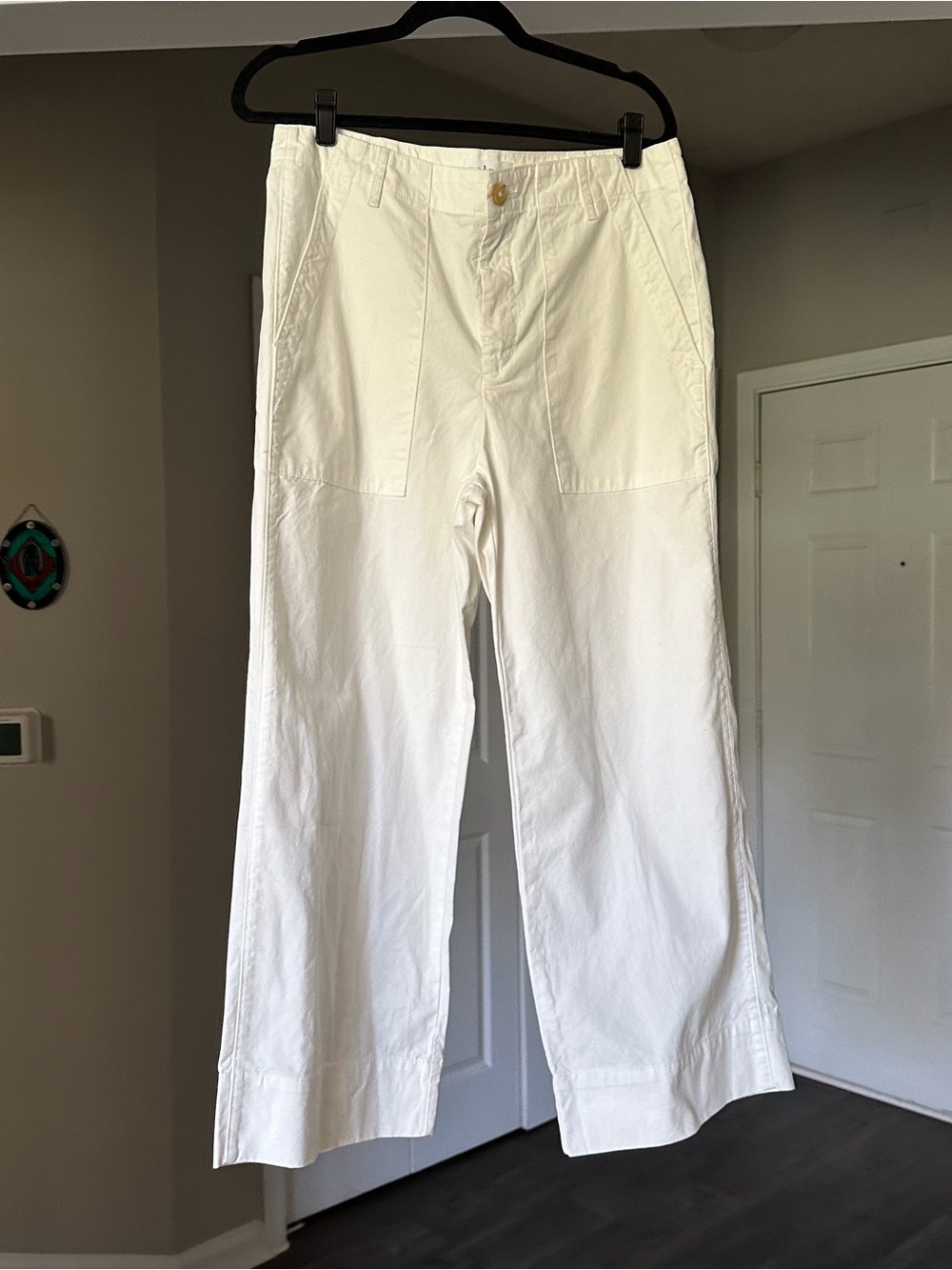 Velvet by Graham & Spencer White Cropped Straight-Leg Cotton Chino Pants US 10